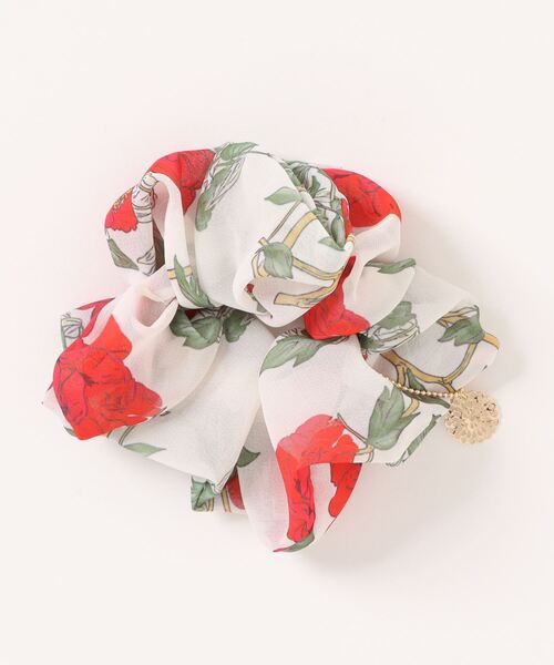 カヤ（カヤ）の「【カヤ】牡丹シュシュ（シュシュ・レディース・ホワイト×ブルー/ネイビー/キナリ・FREE）」の3枚目の写真