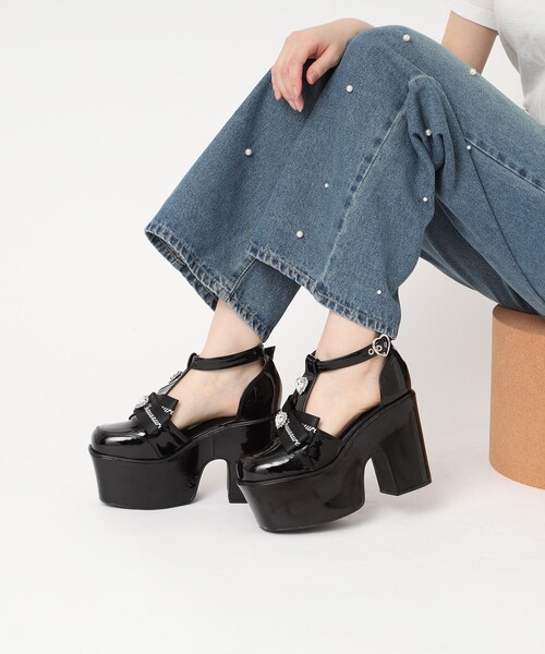 cs T&P（シーエスティーアンドピー）の「厚底ビジュー付きリボンTストラップパンプス 24SS（パンプス・レディース・ブラック系1/ターコイズブルー系3/ブラック・S/M/L/LL）」の18枚目の写真