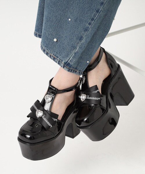 cs T&P（シーエスティーアンドピー）の「厚底ビジュー付きリボンTストラップパンプス 24SS（パンプス・レディース・ブラック系1/ターコイズブルー系3/ブラック・S/M/L/LL）」の21枚目の写真