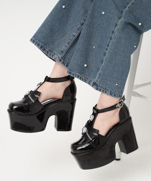 cs T&P（シーエスティーアンドピー）の「厚底ビジュー付きリボンTストラップパンプス 24SS（パンプス・レディース・ブラック系1/ターコイズブルー系3/ブラック・S/M/L/LL）」の22枚目の写真