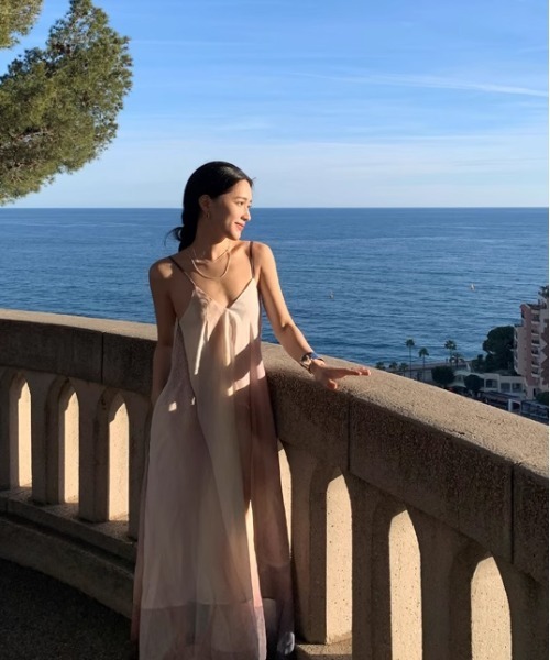 tageechita】アートグラデーションプリント フレアキャミワンピース