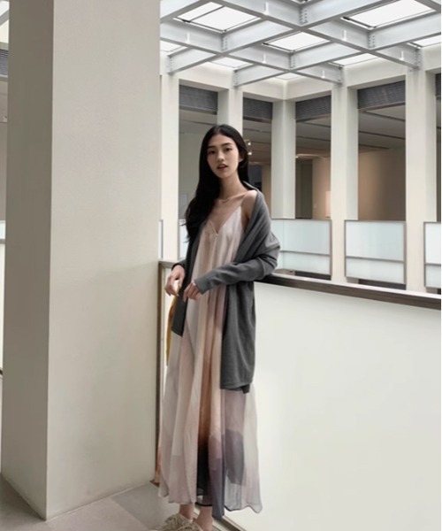 tageechita　アートグラデーションプリント フレアキャミワンピース tageechita】アートグラデーションプリント フレアキャミ