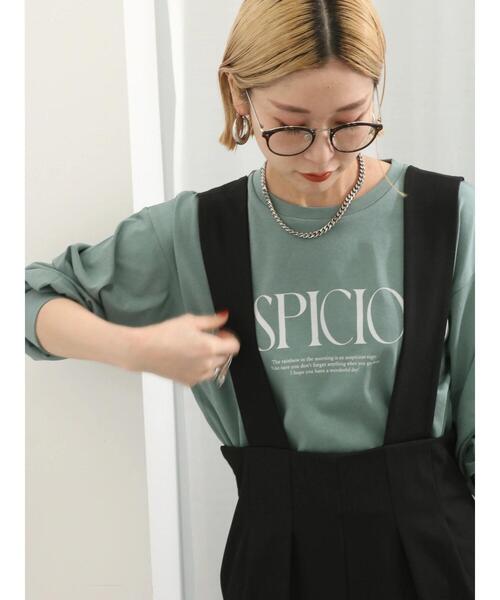 Samansa Mos2 blue(サマンサモスモスブルー)の「【抗菌防臭】袖タックロゴロンT(Tシャツ/カットソー・レディース・オフホワイト/ブラック/グリーン・F)」の3枚目の写真