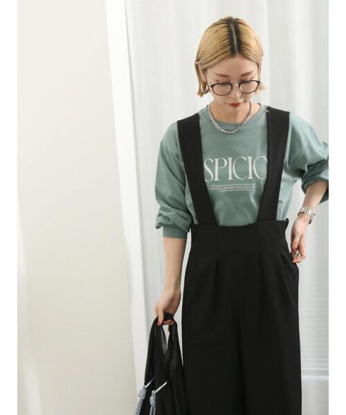 Samansa Mos2 blue(サマンサモスモスブルー)の「【抗菌防臭】袖タックロゴロンT(Tシャツ/カットソー・レディース・オフホワイト/ブラック/グリーン・F)」の4枚目の写真