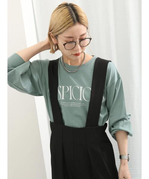 Samansa Mos2 blue(サマンサモスモスブルー)の「【抗菌防臭】袖タックロゴロンT(Tシャツ/カットソー・レディース・オフホワイト/ブラック/グリーン・F)」の5枚目の写真