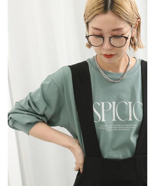 Samansa Mos2 blue(サマンサモスモスブルー)の「【抗菌防臭】袖タックロゴロンT(Tシャツ/カットソー・レディース・オフホワイト/ブラック/グリーン・F)」の7枚目の写真