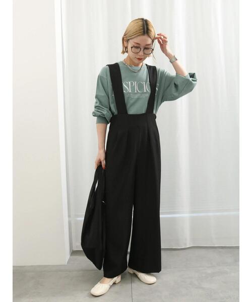 Samansa Mos2 blue(サマンサモスモスブルー)の「【抗菌防臭】袖タックロゴロンT(Tシャツ/カットソー・レディース・オフホワイト/ブラック/グリーン・F)」の8枚目の写真