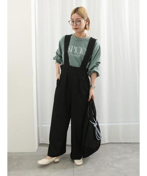 Samansa Mos2 blue(サマンサモスモスブルー)の「【抗菌防臭】袖タックロゴロンT(Tシャツ/カットソー・レディース・オフホワイト/ブラック/グリーン・F)」の9枚目の写真