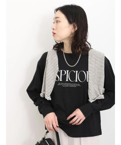 Samansa Mos2 blue(サマンサモスモスブルー)の「【抗菌防臭】袖タックロゴロンT(Tシャツ/カットソー・レディース・オフホワイト/ブラック/グリーン・F)」の10枚目の写真