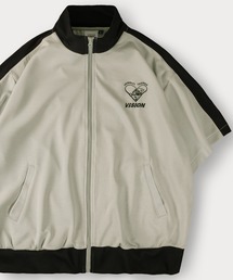【VISION STREET WEAR/ヴィジョンストリートウェア】ハート&ブランドロゴ ポンチ ワンポイント トラックジャケット/ラインジャージ