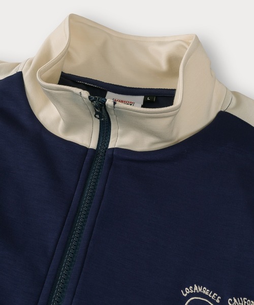 VISION STREET WEAR(ヴィジョンストリートウェア)の「【VISION STREET WEAR/ヴィジョンストリートウェア】ハート&ブランドロゴ ポンチ ワンポイント トラックジャケット/ラインジャージ(ジャージ・メンズ・ネイビー/グレー/オフホワイト/ブラック・M/L/XL)」の12枚目の写真