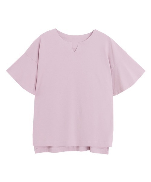 Pierrot(ピエロ)の「ミドル丈フレアスリーブキーネックカットソー(Tシャツ/カットソー・レディース・オフホワイト/ブルー/ブラック/グレー系その他/ライトピンク/ネイビー/サンドベージュ/ミント・M/L)」の10枚目の写真