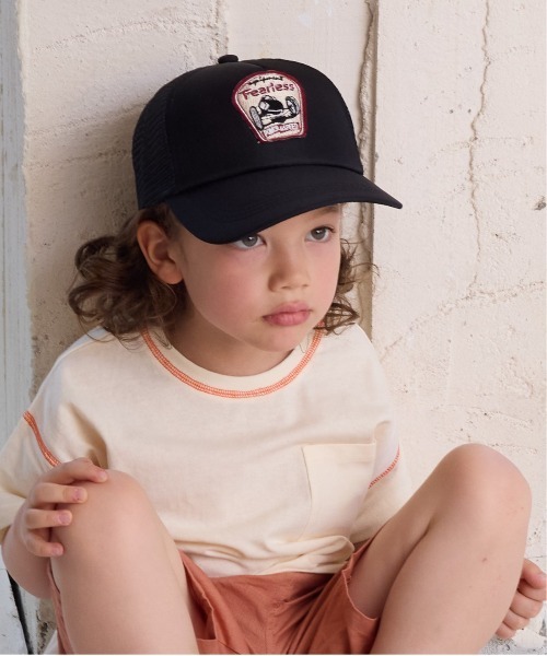 BIG FIELD（ビッグフィールド）の「ワッペンメッシュキャップ（kids/S～M）（キャップ・キッズ・ベージュ/ブルー/ブラック/グリーン/レッド・52/56）」の2枚目の写真