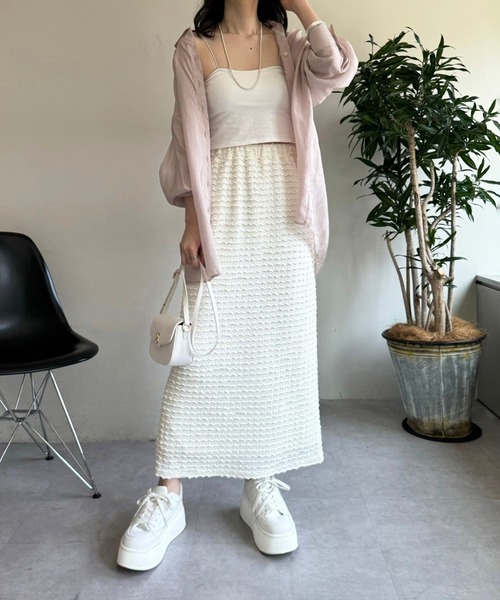one after another NICE CLAUP(ワンアフターアナザーナイスクラップ)の「しぼしぼタイトスカート(スカート・レディース・アイボリー/ブラック/ピンク・FREE)」の7枚目の写真