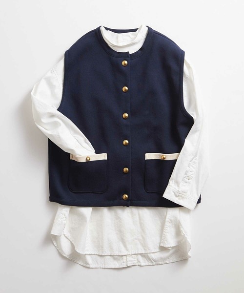 AMBIDEX（アンビデックス）の「バイカラーベスト（ベスト・レディース・ネイビー/キナリ・FREE）」の2枚目の写真