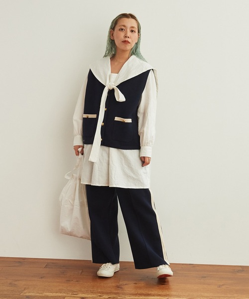 AMBIDEX（アンビデックス）の「バイカラーベスト（ベスト・レディース・ネイビー/キナリ・FREE）」の21枚目の写真