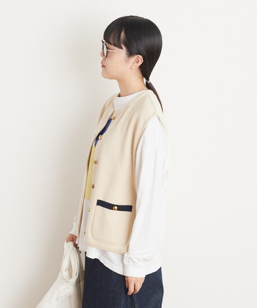 AMBIDEX（アンビデックス）の「バイカラーベスト（ベスト・レディース・ネイビー/キナリ・FREE）」の3枚目の写真