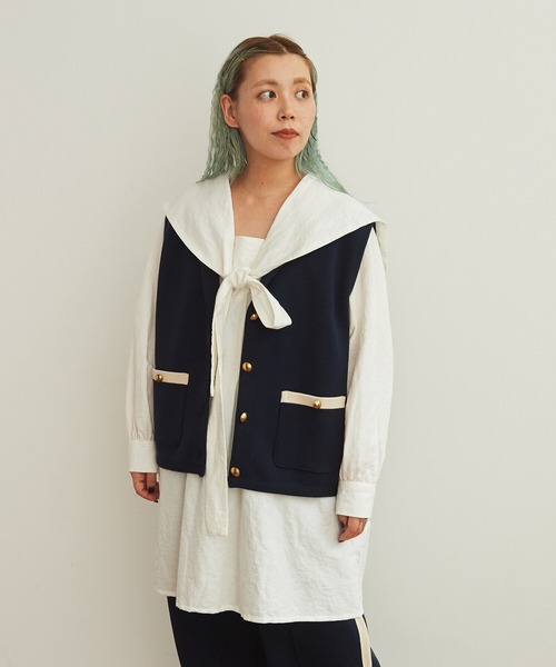 AMBIDEX（アンビデックス）の「バイカラーベスト（ベスト・レディース・ネイビー/キナリ・FREE）」の16枚目の写真