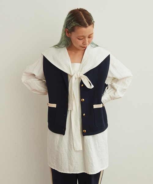 AMBIDEX（アンビデックス）の「バイカラーベスト（ベスト・レディース・ネイビー/キナリ・FREE）」の17枚目の写真