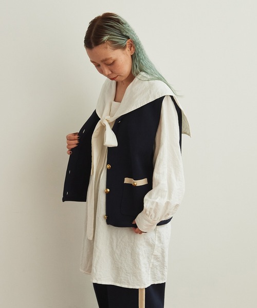 AMBIDEX（アンビデックス）の「バイカラーベスト（ベスト・レディース・ネイビー/キナリ・FREE）」の20枚目の写真