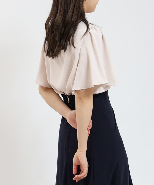 ASTORIA ODIER（アストリアオディール）の「とろみフリルボウタイ半袖ブラウス（シャツ/ブラウス・レディース・ホワイト/グリーン/ベージュ/ホワイト×ブラック/ダークグリーン/ピンクベージュ/ミント/ブルー/グレー・SMALL/MEDIUM）」の17枚目の写真