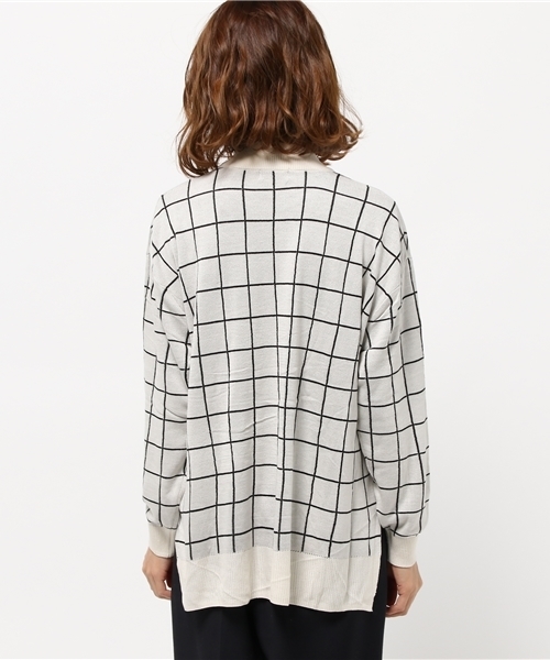 earth music&ecology（アースミュージックアンドエコロジー）の「【ハイハイハイネック】ドロップショルダーウィンドペンハイネックニット（ニット/セーター・レディース・アイボリー/ブラック・FREE）」の8枚目の写真