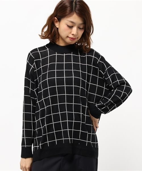 earth music&ecology（アースミュージックアンドエコロジー）の「【ハイハイハイネック】ドロップショルダーウィンドペンハイネックニット（ニット/セーター・レディース・アイボリー/ブラック・FREE）」の10枚目の写真