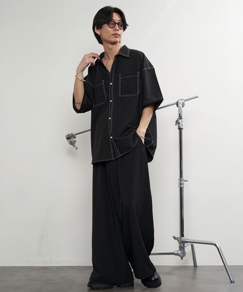 PUBLUX（パブリュクス）の「PUBLUX/パブリュクス レギュラーカラービッグステッチシャツ(限定展開)（シャツ/ブラウス・メンズ・ナチュラル/ブラック・SMALL/MEDIUM/LARGE）」の13枚目の写真