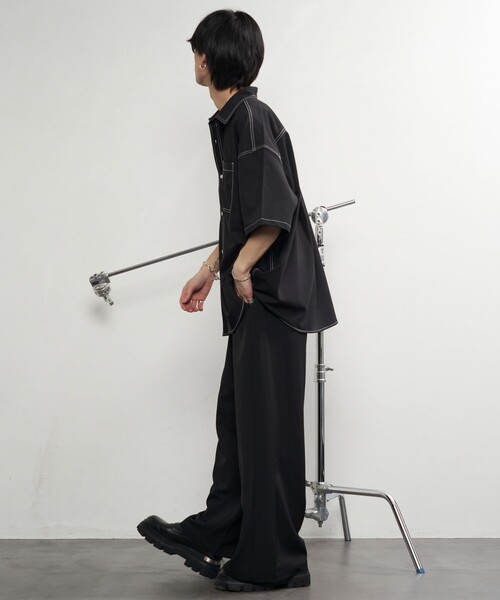 PUBLUX（パブリュクス）の「PUBLUX/パブリュクス レギュラーカラービッグステッチシャツ(限定展開)（シャツ/ブラウス・メンズ・ナチュラル/ブラック・SMALL/MEDIUM/LARGE）」の14枚目の写真