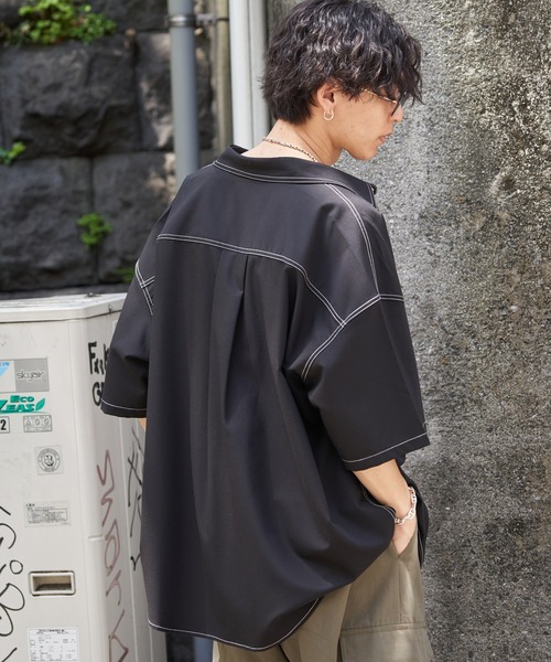 PUBLUX（パブリュクス）の「PUBLUX/パブリュクス レギュラーカラービッグステッチシャツ(限定展開)（シャツ/ブラウス・メンズ・ナチュラル/ブラック・SMALL/MEDIUM/LARGE）」の5枚目の写真