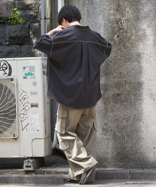 PUBLUX（パブリュクス）の「PUBLUX/パブリュクス レギュラーカラービッグステッチシャツ(限定展開)（シャツ/ブラウス・メンズ・ナチュラル/ブラック・SMALL/MEDIUM/LARGE）」の7枚目の写真