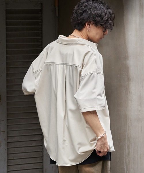 PUBLUX（パブリュクス）の「PUBLUX/パブリュクス レギュラーカラービッグステッチシャツ(限定展開)（シャツ/ブラウス・メンズ・ナチュラル/ブラック・SMALL/MEDIUM/LARGE）」の11枚目の写真