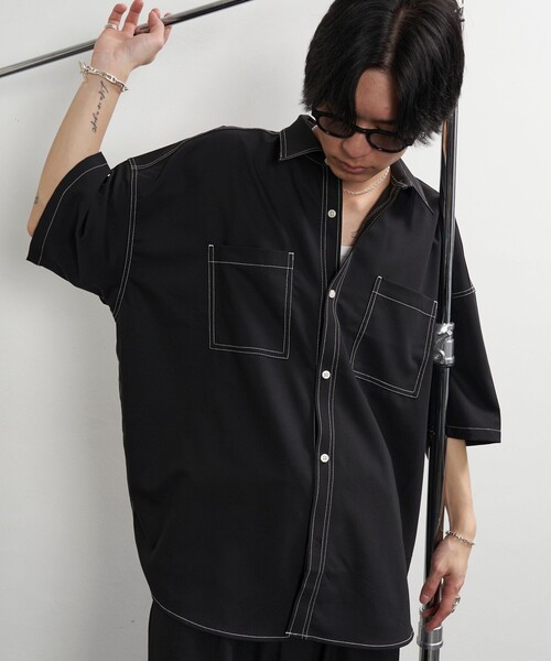 PUBLUX（パブリュクス）の「PUBLUX/パブリュクス レギュラーカラービッグステッチシャツ(限定展開)（シャツ/ブラウス・メンズ・ナチュラル/ブラック・SMALL/MEDIUM/LARGE）」の12枚目の写真