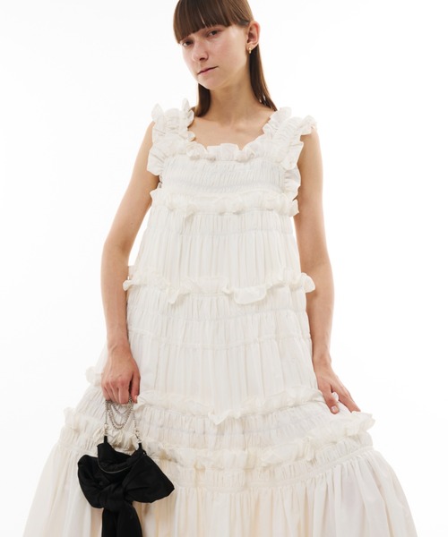 carolinebosmans フリルワンピース】 姫袖風ラッフルフリルワンピース | axes femme | axes femme