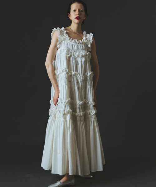 PERNA　ギャザーキャミフリルワンピース ギャザーキャミフリルワンピース（ワンピース）｜PERNA（ペルナ