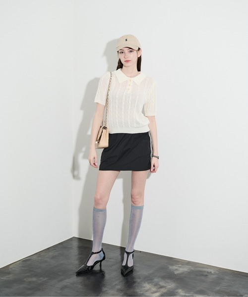 サイドラインオックスミニスカート MAISON SPECIAL（メゾンスペシャル）の「Side Line Oxford Mini