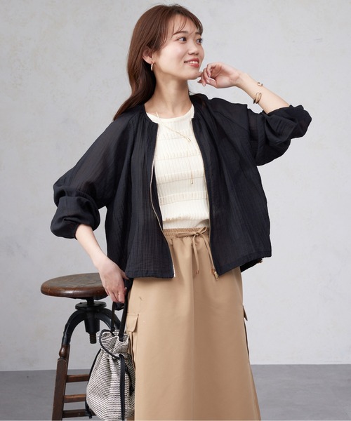 Chez toi（シェトワ）の「裾ドロストシアーブルゾン（ブルゾン・レディース・オフホワイト/ブラック/ライトグレー/キャメル・FREE）」の17枚目の写真