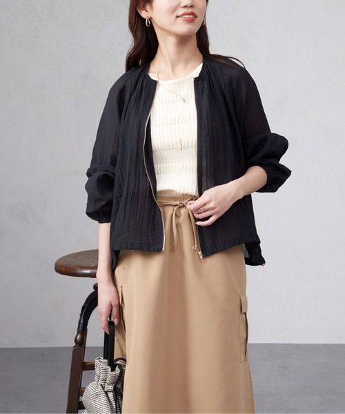 Chez toi（シェトワ）の「裾ドロストシアーブルゾン（ブルゾン・レディース・オフホワイト/ブラック/ライトグレー/キャメル・FREE）」の15枚目の写真