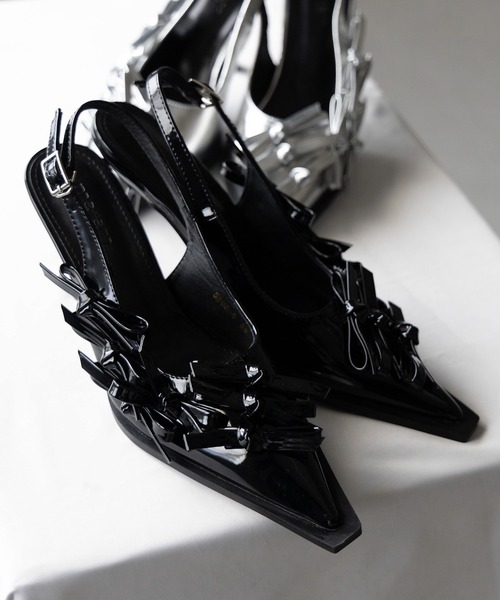 me+em select(ミームセレクト)の「※※【 2color 】メタリックリボンバレエコアミュール / metallic ribbon ballet core mules(パンプス・レディース・シルバー/ブラック・39/38/37/36)」の19枚目の写真