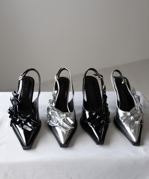 me+em select(ミームセレクト)の「※※【 2color 】メタリックリボンバレエコアミュール / metallic ribbon ballet core mules(パンプス・レディース・シルバー/ブラック・39/38/37/36)」の8枚目の写真