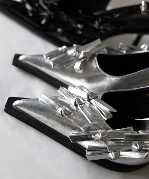 me+em select(ミームセレクト)の「※※【 2color 】メタリックリボンバレエコアミュール / metallic ribbon ballet core mules(パンプス・レディース・シルバー/ブラック・39/38/37/36)」の7枚目の写真