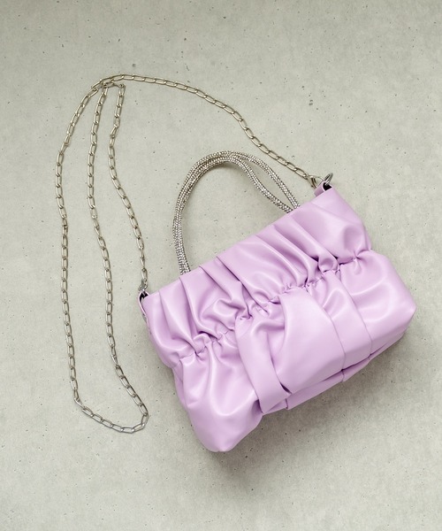 SVEC（シュベック）の「シャーリング ミニ ショルダーバッグ（ショルダーバッグ・レディース・グリーン/ピンク/パープル/ブラック・FREE）」の3枚目の写真