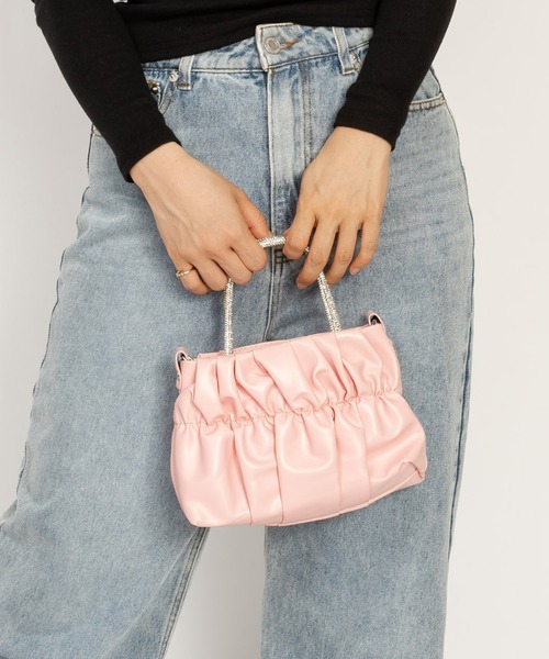 SVEC（シュベック）の「シャーリング ミニ ショルダーバッグ（ショルダーバッグ・レディース・グリーン/ピンク/パープル/ブラック・FREE）」の4枚目の写真