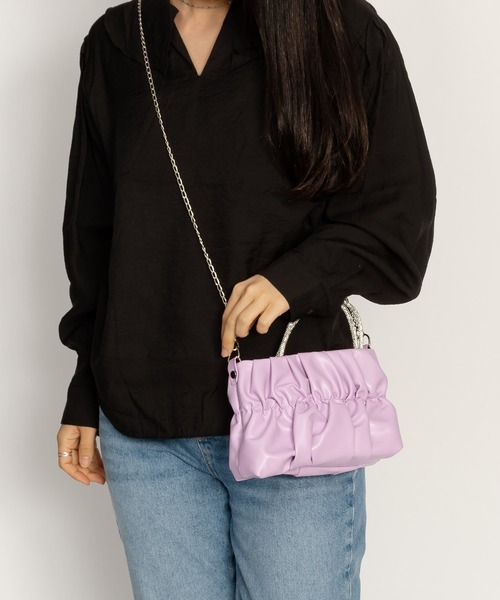 SVEC（シュベック）の「シャーリング ミニ ショルダーバッグ（ショルダーバッグ・レディース・グリーン/ピンク/パープル/ブラック・FREE）」の14枚目の写真