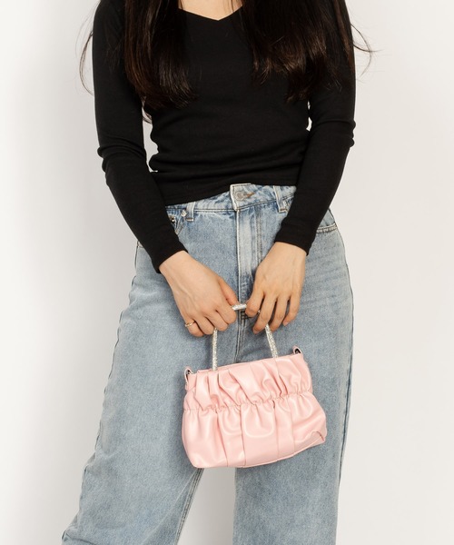 SVEC（シュベック）の「シャーリング ミニ ショルダーバッグ（ショルダーバッグ・レディース・グリーン/ピンク/パープル/ブラック・FREE）」の15枚目の写真