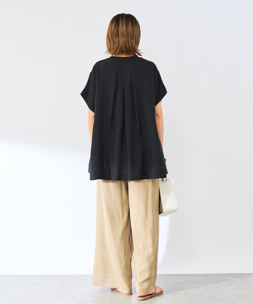 un dix cors（アンディコール）の「《ぽっちゃりさんに◎・インしなくてもかわいい》タイデザイン半袖ブラウス（シャツ/ブラウス・レディース・カーキ/レッド/ブラック・FREE）」の11枚目の写真