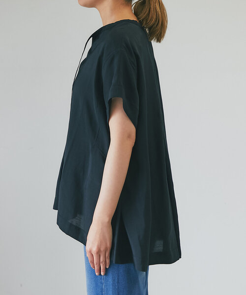 un dix cors（アンディコール）の「《ぽっちゃりさんに◎・インしなくてもかわいい》タイデザイン半袖ブラウス（シャツ/ブラウス・レディース・カーキ/レッド/ブラック・FREE）」の17枚目の写真