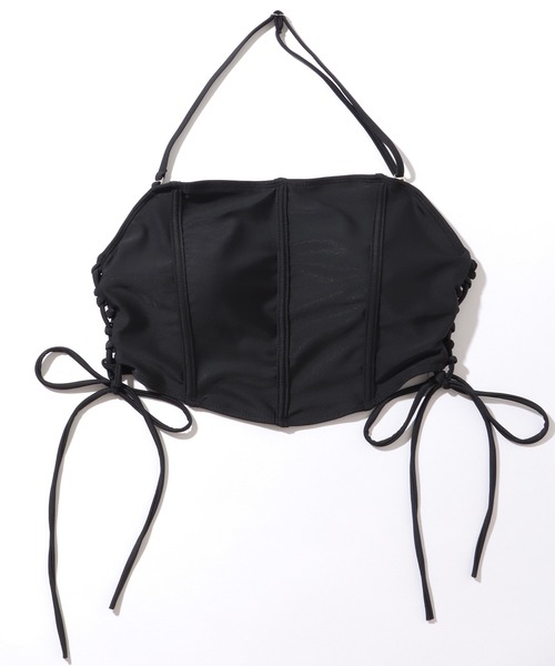 〈CUPSHE〉水着 ブラックビキニセット レースアップ Black Cupshe Lace Up Mid Waist Bikini Sets Swimsuit For Women