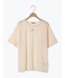 Samansa Mos2 | 【汗染み防止】お花刺繍Tシャツ(Tシャツ/カットソー)