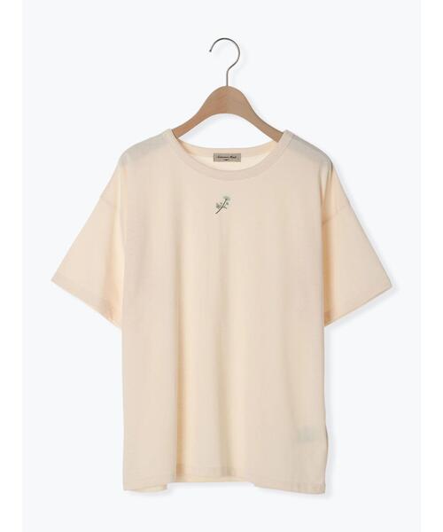 Samansa Mos2(サマンサ モスモス)の「【汗染み防止】お花刺繍Tシャツ(Tシャツ/カットソー・レディース・キナリ/ブラック/オフホワイト/ミント・F)」の2枚目の写真